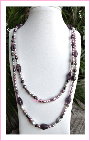 Buy Amethyst and Pearl Necklace - Sokogems