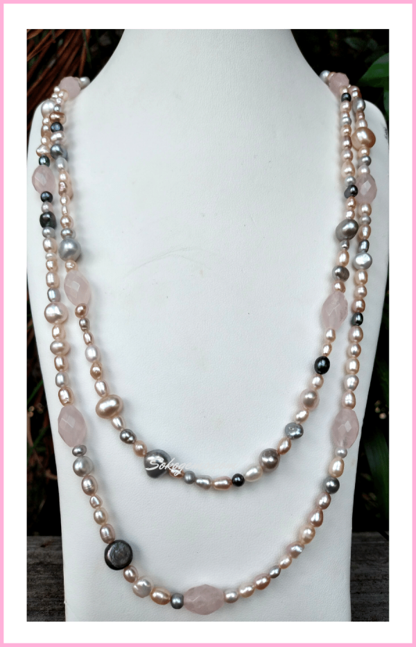 Buy Rose Quartz and Pearl Necklace - Sokogems