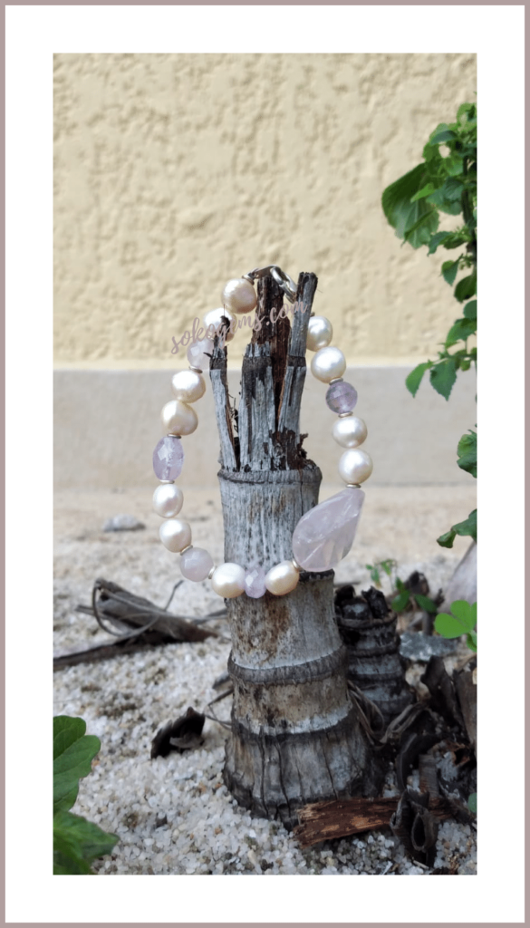 Buy Rose Quartz and Lavender Amethyst and Pearl Bracelet