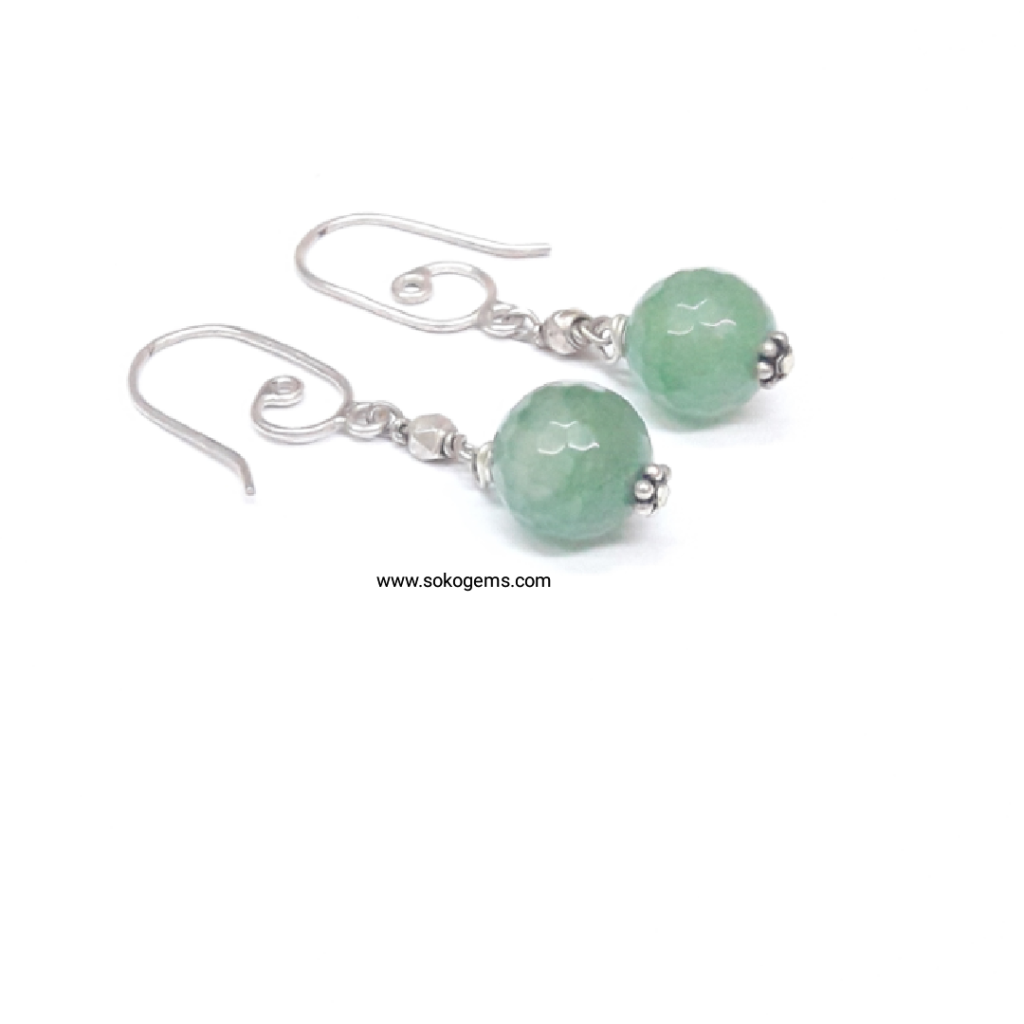 Aventurine silver earrings