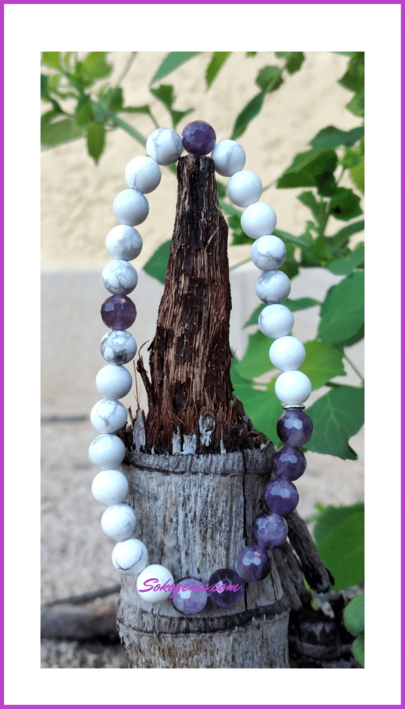 Buy Amethyst and Howlite Bracelet on Sokogems