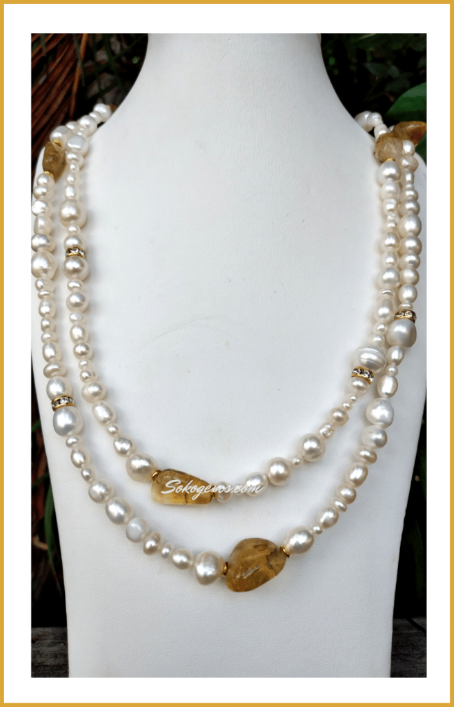 Buy Citrine and Pearl Necklace on Sokogems.com