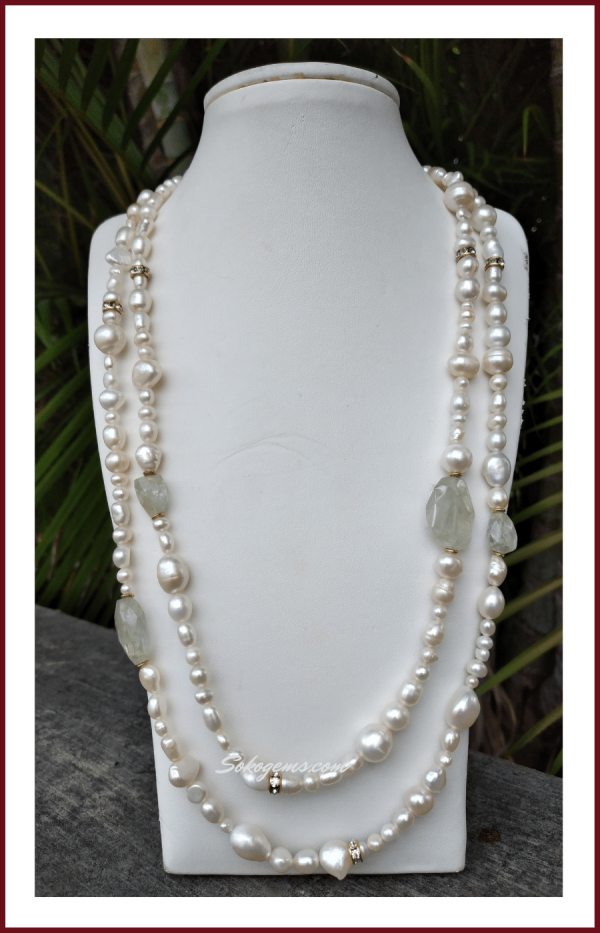 Buy Aquamarine and Pearl Necklace on Sokogems.com