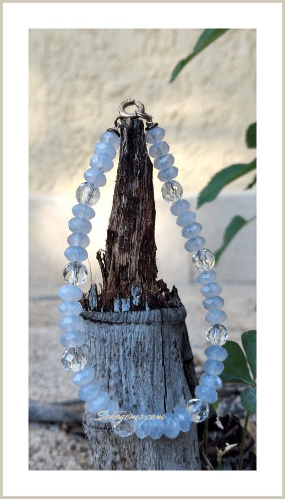 Buy Chalcedony and Clear Quartz Bracelet on Sokogems.com