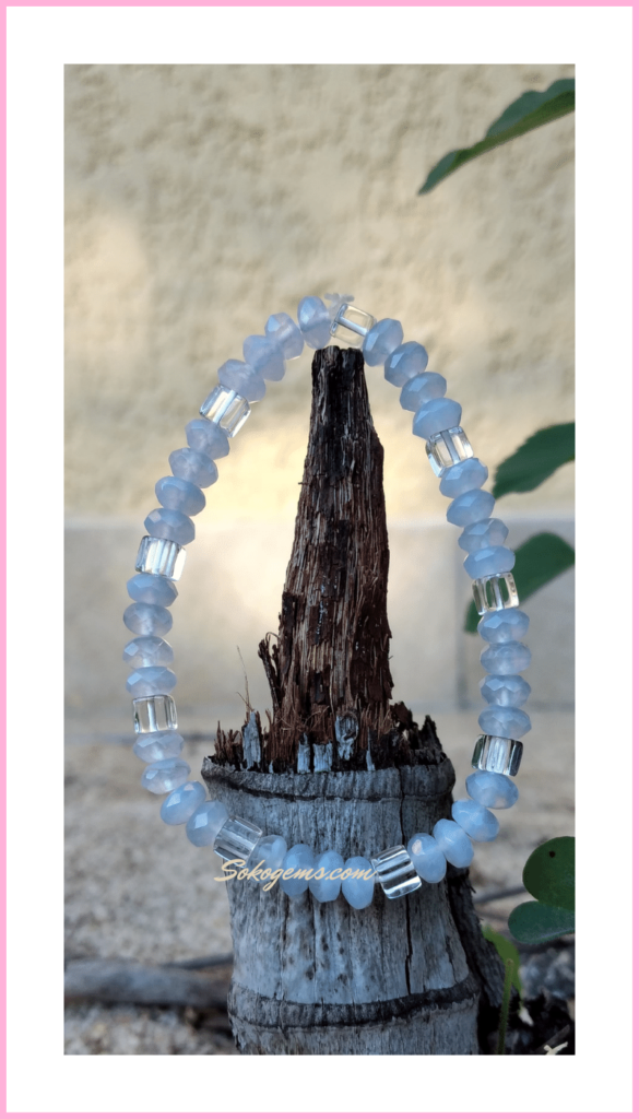 Buy Chalcedony and Clear Quartz Bracelet on Sokogems.com