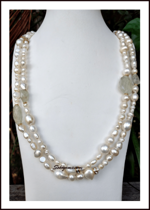 Buy Aquamarine and Pearl Necklace on Sokogems.com